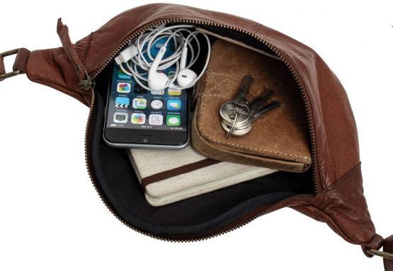 Gusti Cillian Leather Chest Bag Waist Bag Waist Bag Waist Bag Neck Pouch Zip Women Men, black - silver (Black) - 2G61-48-6s - Image 3