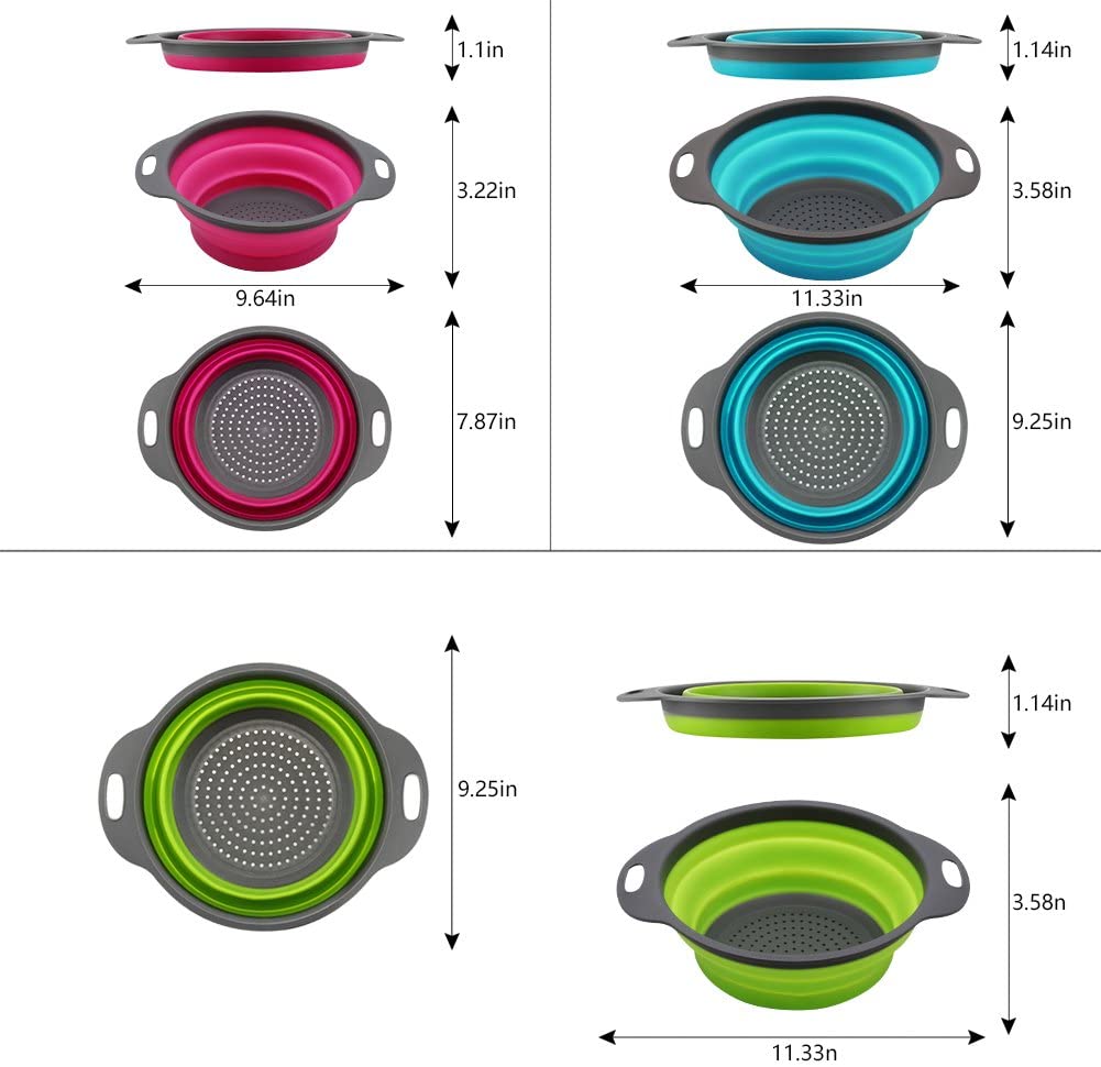 SKERITO Set of 3 Collapsible Kitchen Colander/Strainer, 4 Quart & 2 Quart Sink Colander - Image 3
