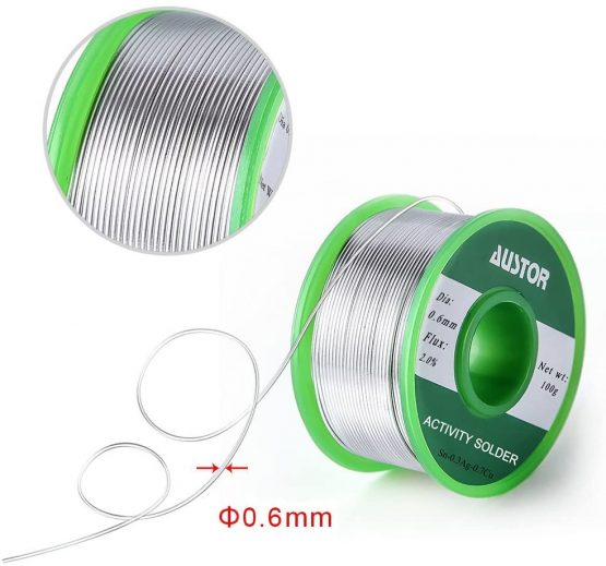 Austor 0.6mm Lead Free Solder Wire with Rosin Core, Sn 99% Ag 0.3% Cu 0.7%, 100g - Image 3