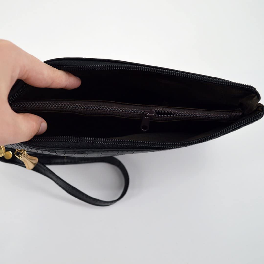 LA HAUTE Pu Leather Wristlet Handbags Small Shoulder Bags Phone Wallet Clutch Crossbody Bags, Black - Image 4
