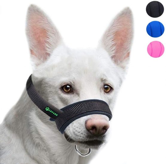 ILEPARK Dog Muzzle with Fabric for Small, Medium and Large Dogs, Anti Biting, Chewing, Adjustable Neck, Breathable(M, Black)