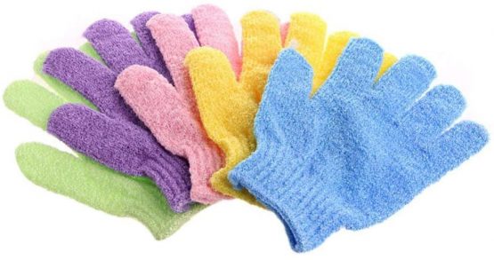 ULTNICE Exfoliating Bath Gloves for Body Scrub Exfoliator 4 Pairs