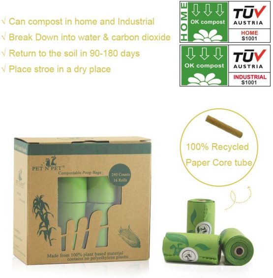 PET N PET EN 13432 Compostable Dog Poo Bags 120 Counts Dog Waste Bag For Dogs and Cats Corn Starch Dog Poop Bags - Image 2