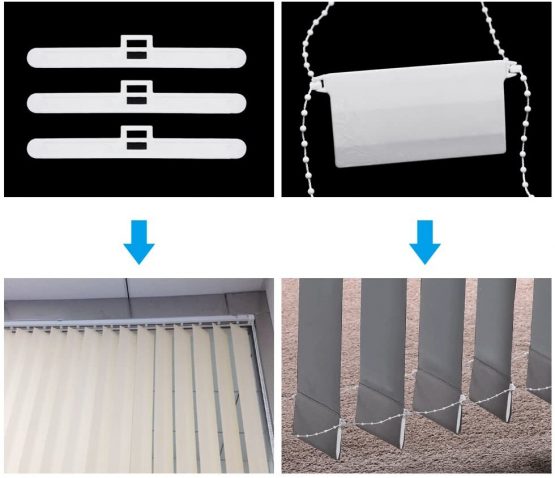 SelfTek Vertical Blind Accessories 12Pcs 89mm Vertical Blind Top Hangers,12Pcs Bottom Weights Slats,10M Bottom Chain and 10Pcs Chain Connector - Image 2