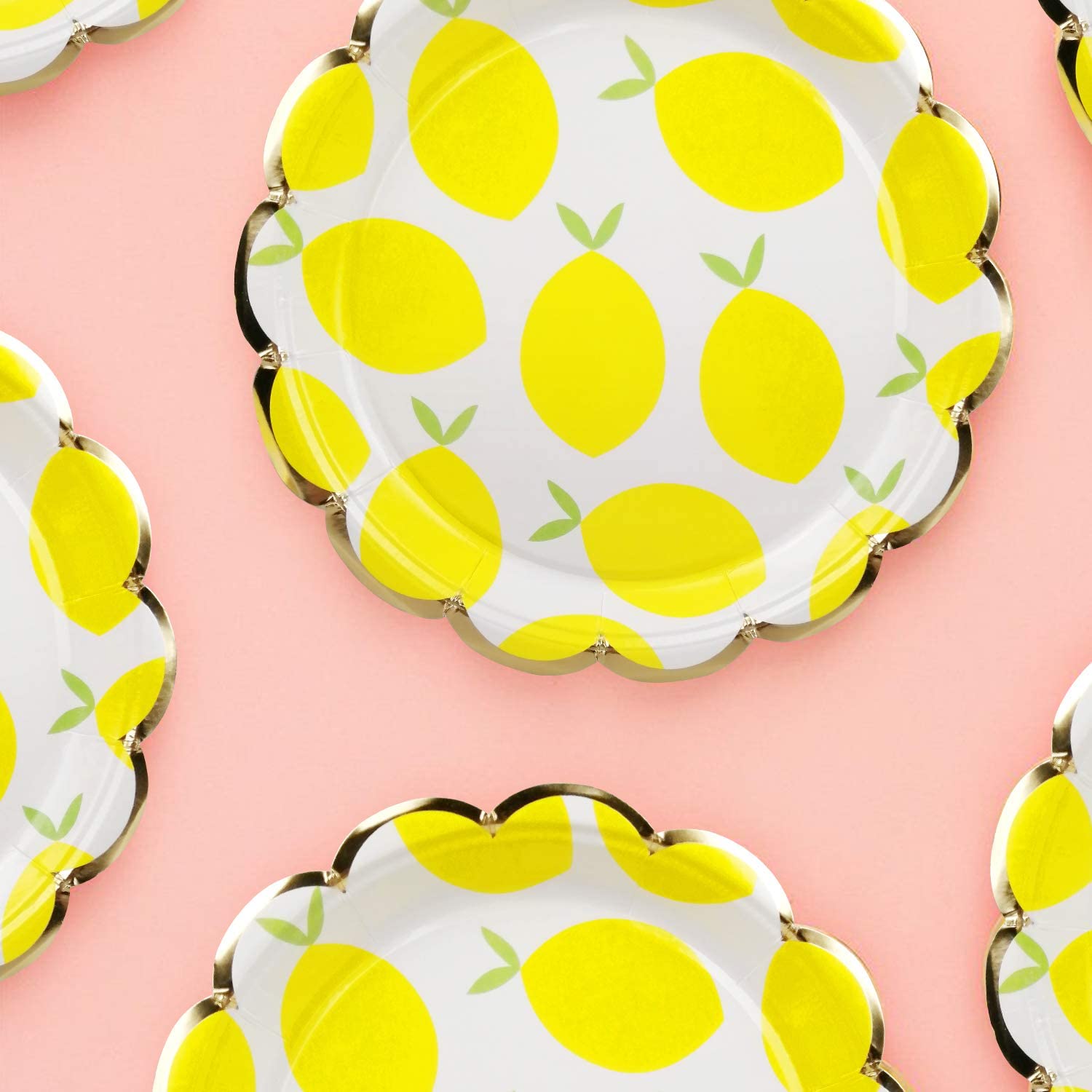 Disposable Lemon Paper Plates, 18cm 60 Packs Dinnerware Plates for