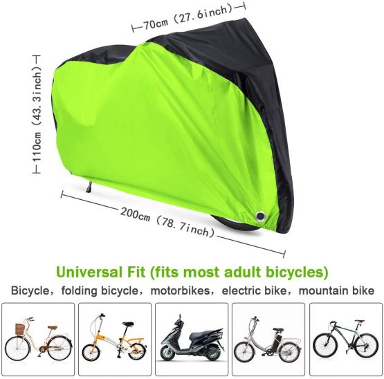 YTBUBOR Waterproof XL Bicycle Cover, Outside Bikes Storage Covers Rain Sun UV Dust Wind Proof Mountain Bicycle Covers Road Electric Bike Cover Hybrid Bike Cover, Black & Silvery - Image 2