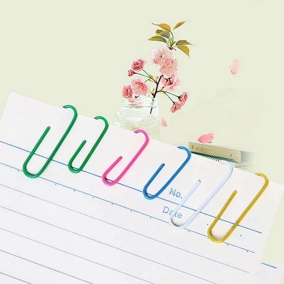 kuou 500 Pcs Coloured Paper Clips, Plastic-Coated Metal Paperclips Paper Clips Clamps with Box for Office School Stationery Document, Small Paper Clips(33mm, Assorted Color) - Image 2