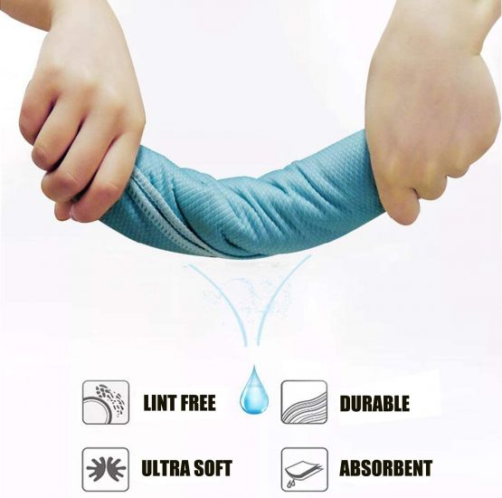 HIDMD Microfibre Cleaning Cloths Microfiber Lint free Cloths Towels Polishing Cloths for Dishes Glasses Car Windows Mirrors Screen TV Tablets Camera 30CM X 30CM 6 PACK Blue - Image 3