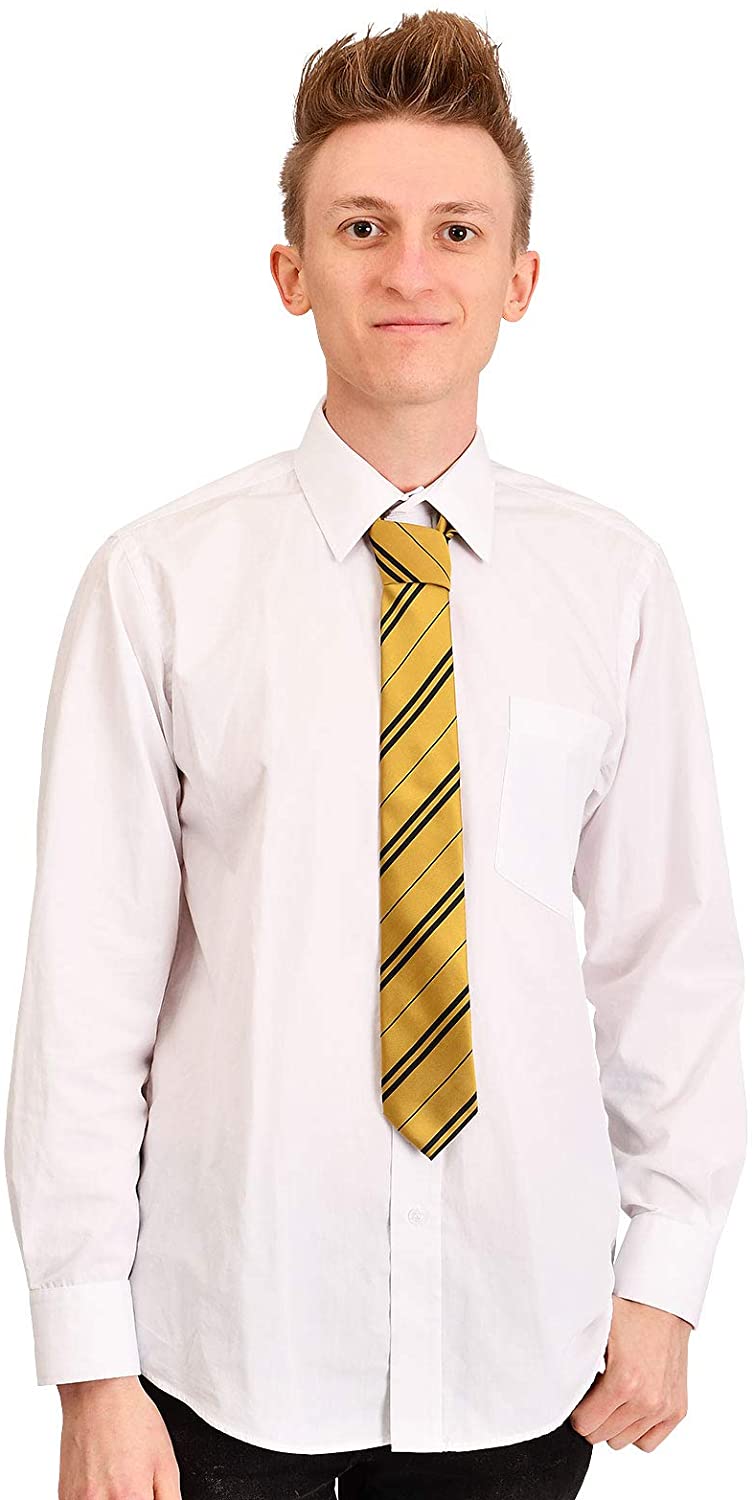 Elbenwald Harry Potter neckties in Hufflepuff design striped for men & women 135 cm in giftbox yellow, schmal - Image 2