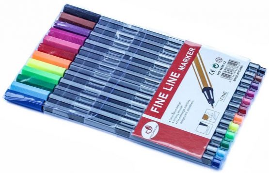 Liquidraw 12 Fineliner Colouring Pens Set Fine Point Pens 0.4mm Assorted Colours, Fineliners Coloured Pens