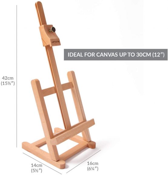 Small Table Top Easel Stand - Mini Tabletop Easel (42 cm Tall) and Artist Table Top Display Easel with Beechwood H Frame Holds Canvases for Painting and Scrapbooking - Image 2