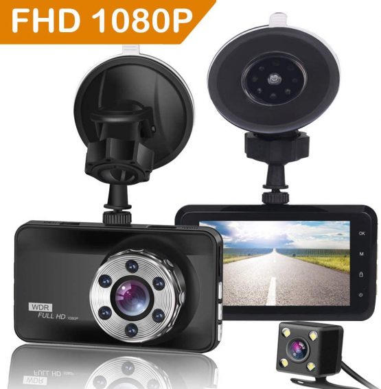 ORSKEY Dash Cam Front and Rear 1080P Full HD Dual Dash Camera In Car Camera Dashboard Camera Dashcam for Cars 170 Wide Angle HDR with 3.0" LCD Display Night Vision Motion Detection and G-sensor