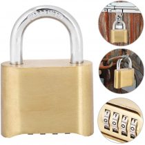 Door Password Lock, 4 Dail Digit Rust Proof Brass Password Lock Combination Padlock Warehouse Cupboard Door Locks for Home Security