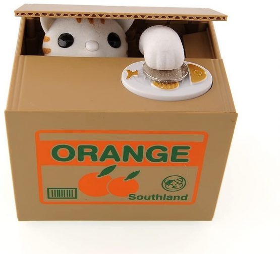 Gearmax Automatic Piggy Bank Stealing Coins Penny Cents Creative Box Saving Your Money (Cat) - Image 2