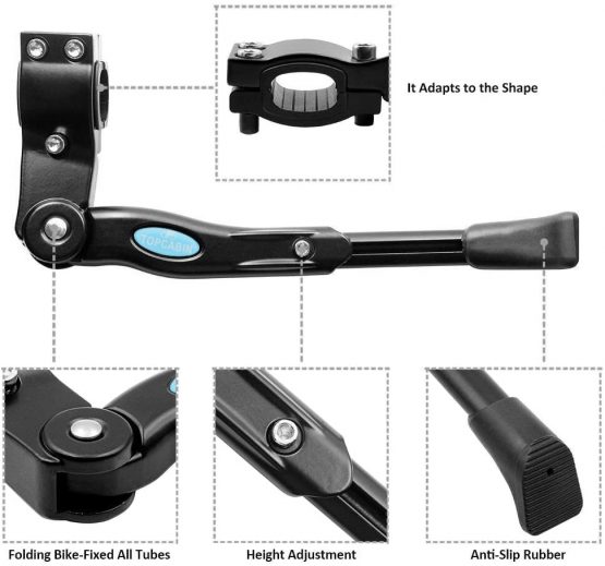 TOPCABIN Bike Kickstand,Adjustable Aluminium Alloy Bicycle Kickstand Bike Side Kickstand Fit for 22" 24" 26" 28" Mountain Bike/700 Road Bike/BMX/MTB - Image 2