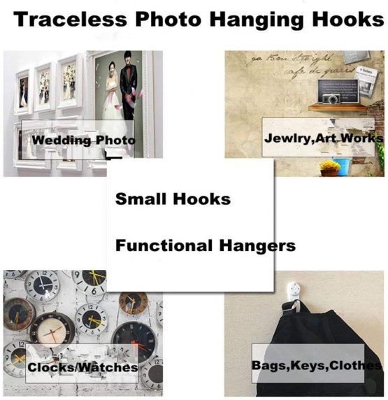 Kungfu Mall 40 Pack Non-Trace Hardwall Drywall Picture Hanging Hook Clock Hanger Wall Picture Hook Frame for Hanging Paintings Wedding Photos Mirror Wall Studs - Image 2