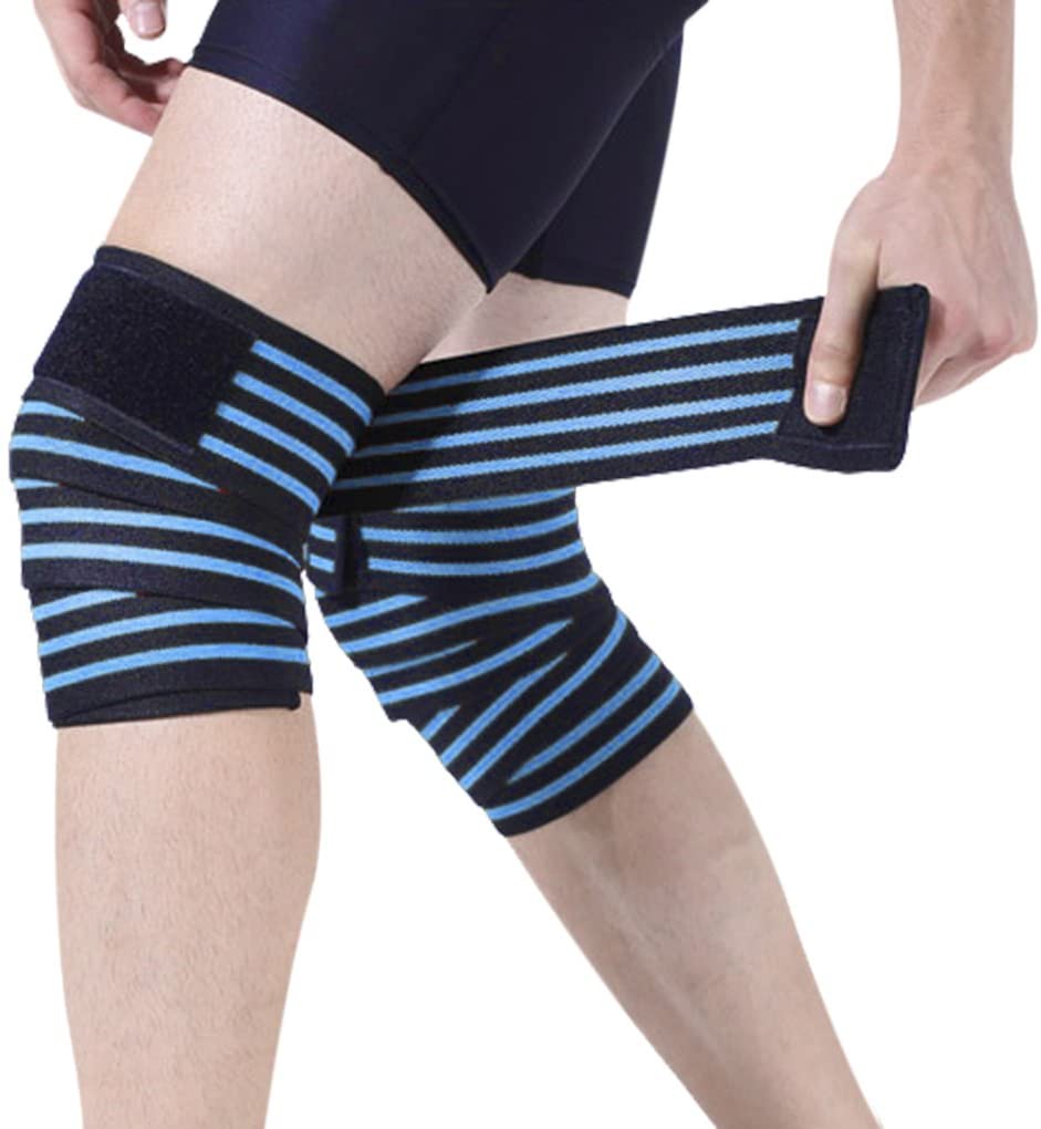 IPENNY No-slip Compression Knee Strap Elastic Weightlifting Knee Support Brace Gym Squat Training Knee Wrap Patella Calf Guard for Exercise Work Lifting Strengthen Training Workout Gym Home,1 Pair