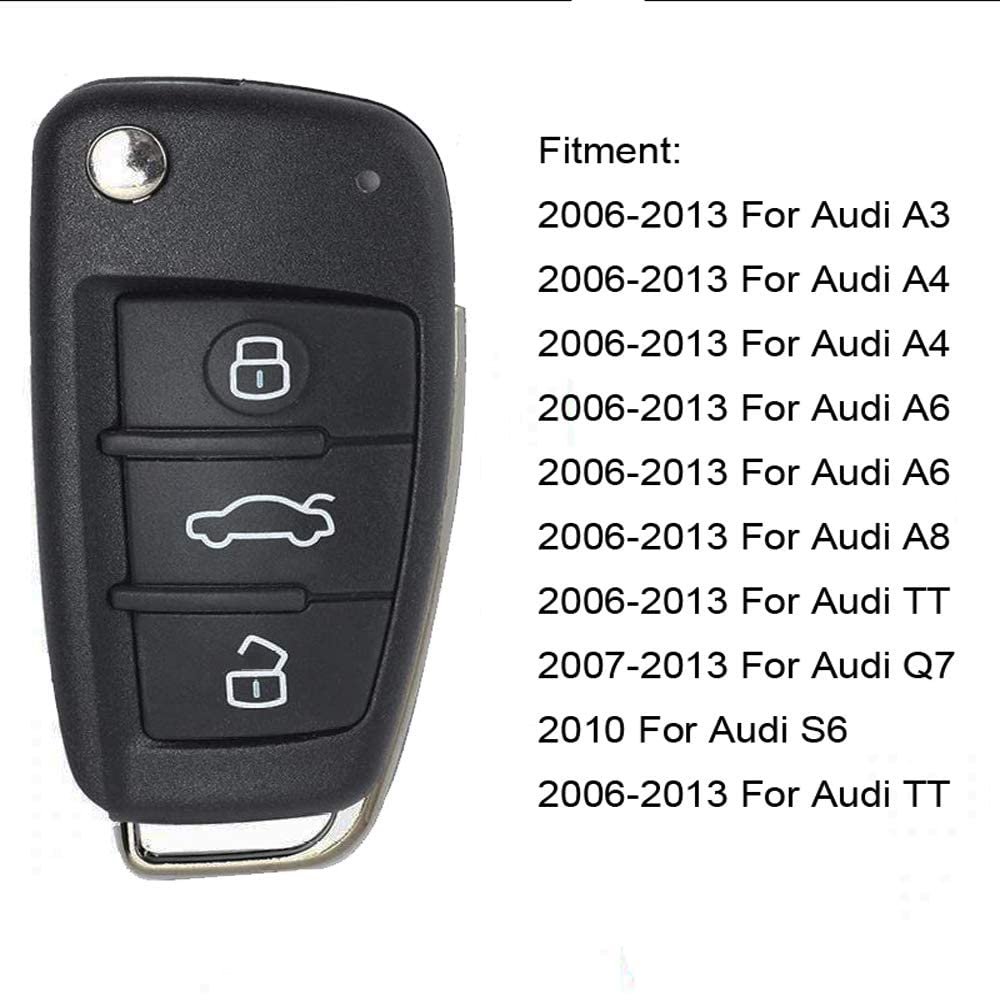 Heart Horse 3 Buttons Folding Flip Remote Car Key Shell Case Compatible For Au-Di A2 A3 A4 A6 A6L A8 Q7 TT S6 Quattro Keyless Entry Key Fob Case Replacement - Image 2