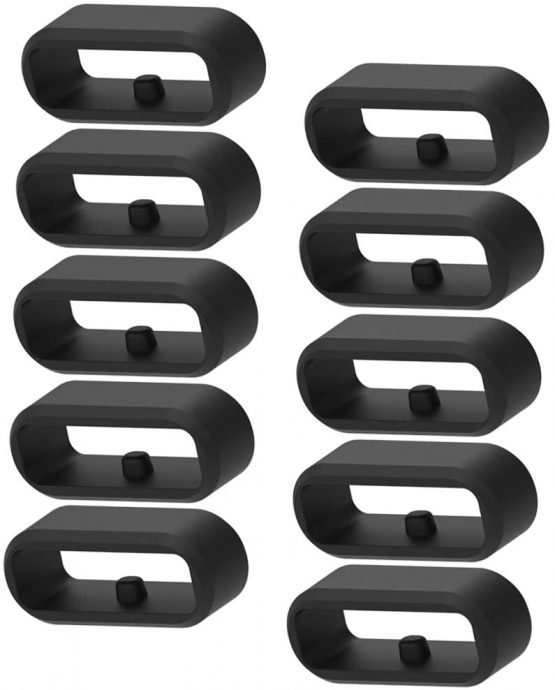Chofit Replacement Secure Rings Compatible with Garmin Vivoactive 3 Music& Vivoactive 3/Venu/Vivomove 3 Strap Silicone Connector Keepers Fastener Ring Holders Wristband Security Loop Black