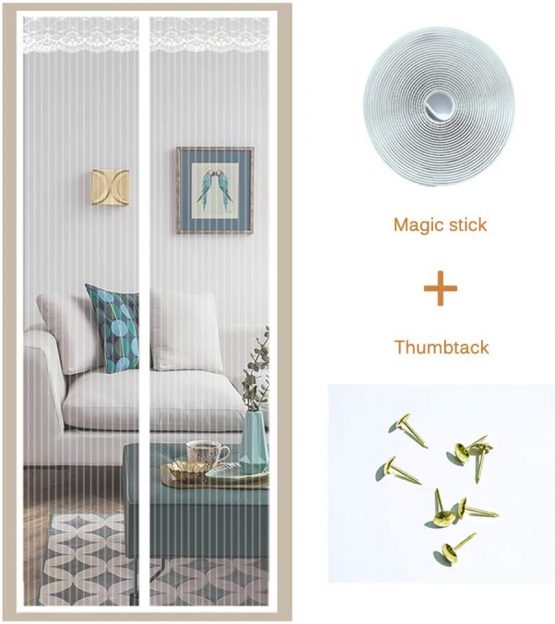 Fly Screen Door,Magnetic Fly Insect Screen Door Screen Mesh Curtain Fits Door Up to 90 x 210cm (White Lace) - Image 4