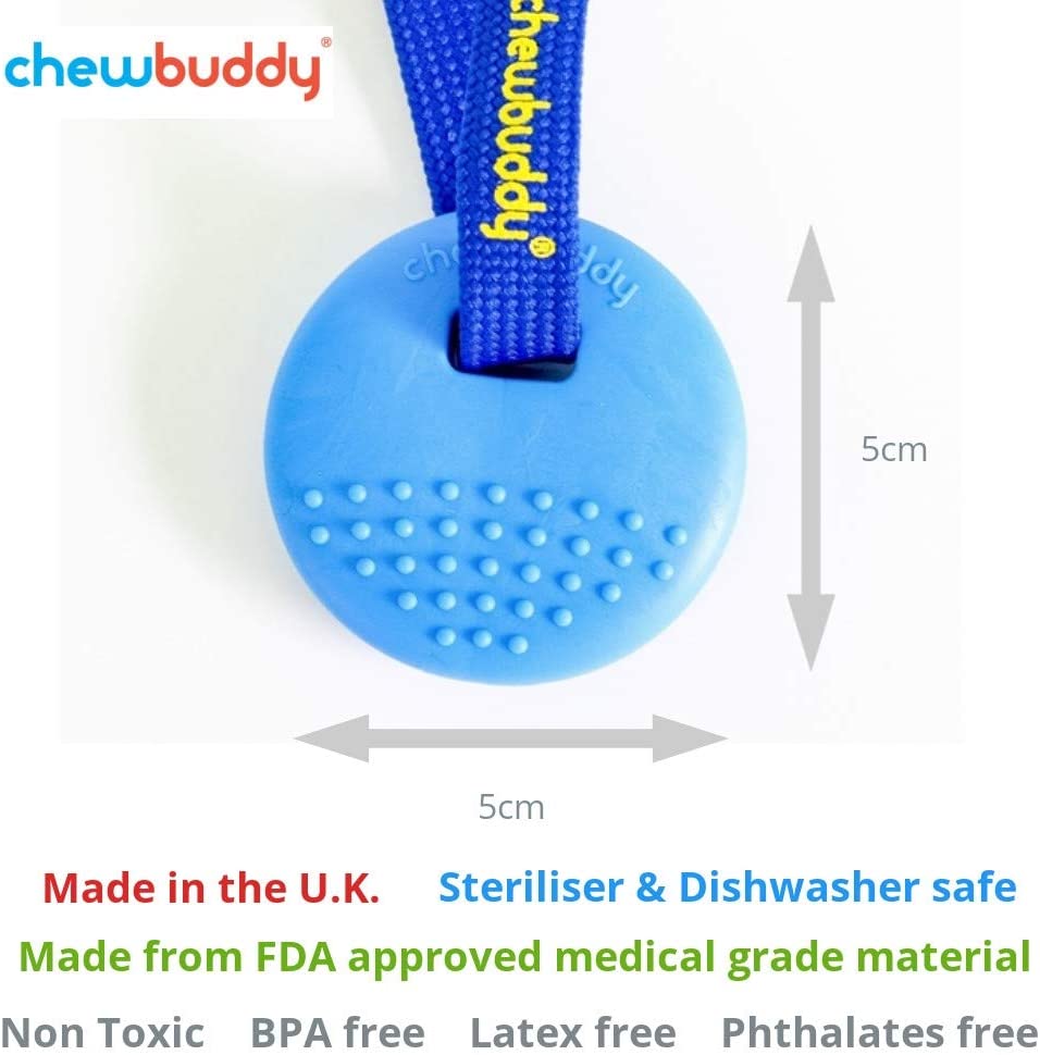 Sensory Direct Chewbuddy Disc - Blue Twin Pack, Sensory Fidget Toy, Chew or Teething Aid - Image 4