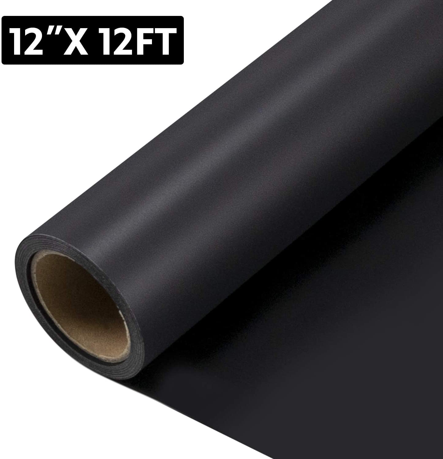 Zwanzer 12" x 12ft (30.5 x 366CM) Black Heat Transfer Vinyl Roll, Ideal for Cricut & Silhouette Cameo