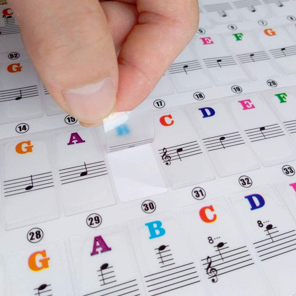 Gwolf Piano Keyboard Stickers for 49/54/61/88 Keys, Keyboard Note ...