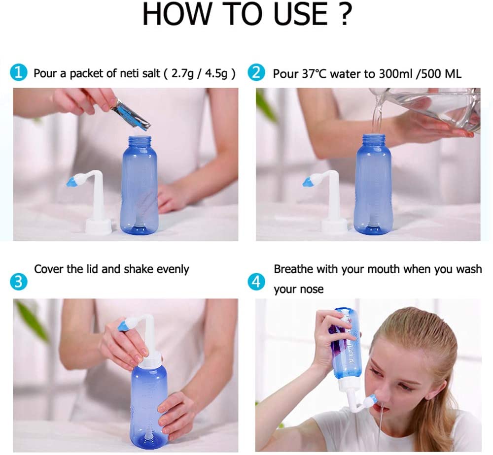 CROING π¦πΆπ»ππ π₯πΆπ»ππ² (500ml) Nasal Wash Bottle Only for Nasal Irrigation - Sinus Rinse , Neti Pot, White,blue, 1 count - Image 2