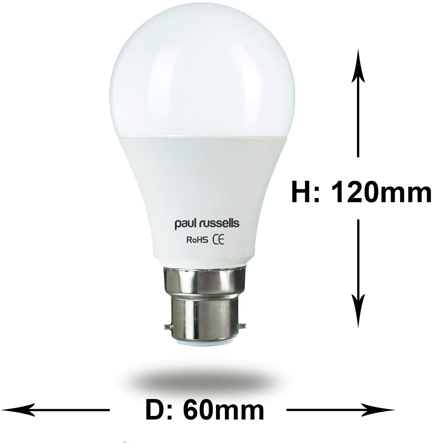 paul russells B22 Bayonet Cap LED Light, 13W = 100W Equivalent Bulb, 1521 Lumens, 2700K Standard BC A60 LED GLS - Image 3