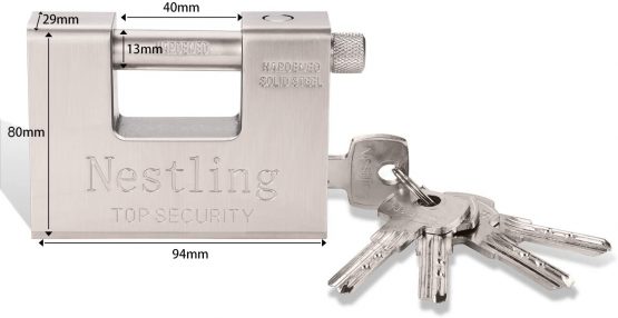 CDC®5 Keys 1.1 KG Super Heavy Duty Rectangular 20' 40' Container Garage Shed Shutter Chain Padlock 94mm Heavy Duty High Security - Image 3