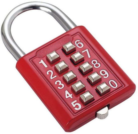 Button Combination Security Padlock Digital Lock Suitcase Luggage Cabinet Drawer Door DIY Toolbox 10-Digit Padlock, 5-Position Locking Mechanism red 5 mechanisms Key 10 Blind Old Man Fixed Gym