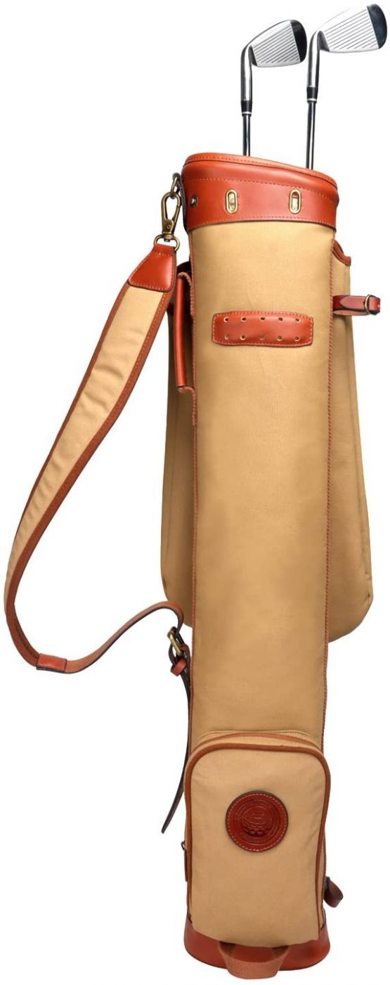 TOURBON Waterproof Canvas Course Training Practice Golf Club Carry Bag Travel Case With Soft Padded Shoulder Strap