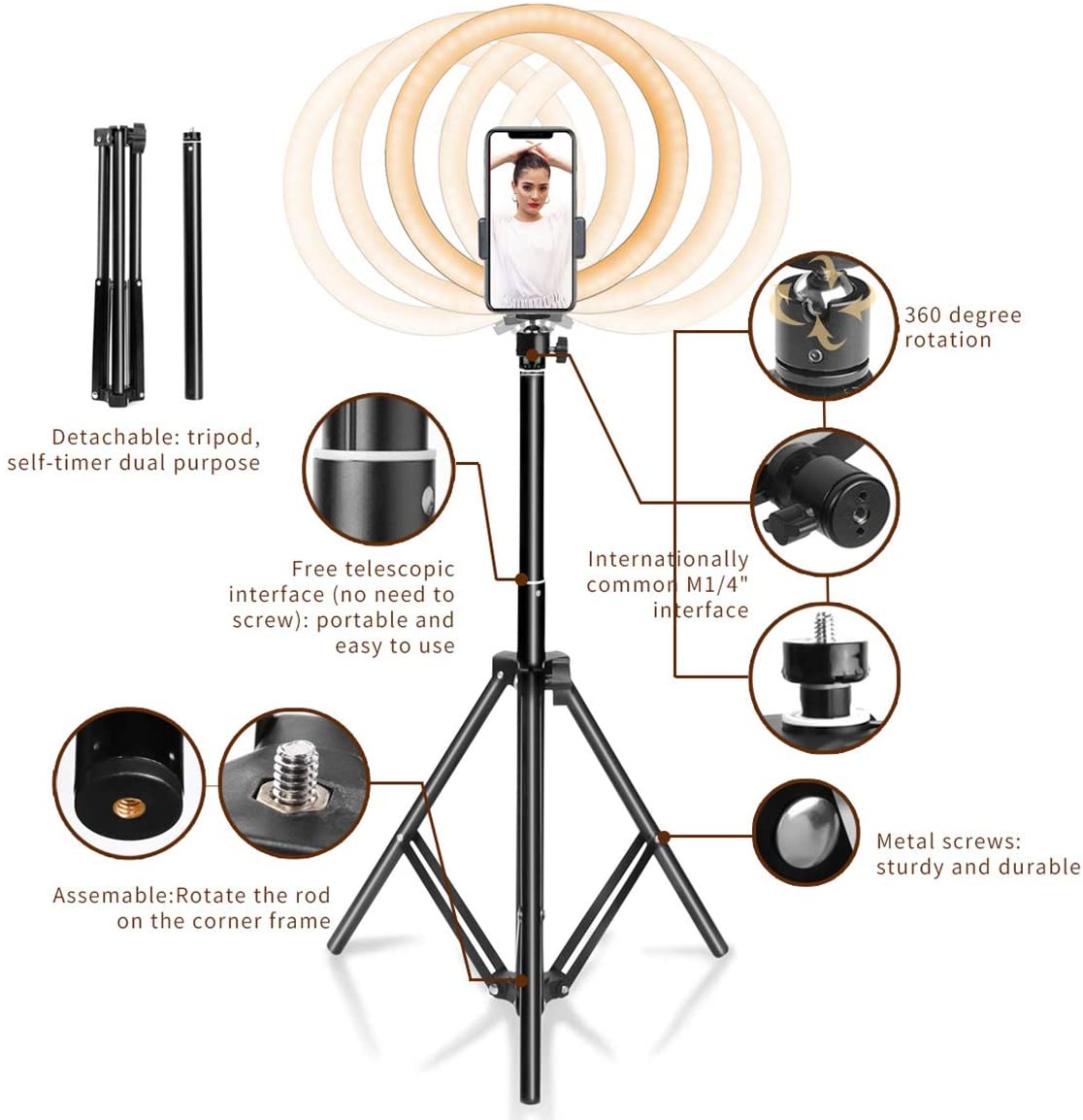 Ring Light 10" with 67" Extended Tripod Stand & Phone Holder for YouTube Video Camera Led Ring Light for Streaming Makeup - Image 2