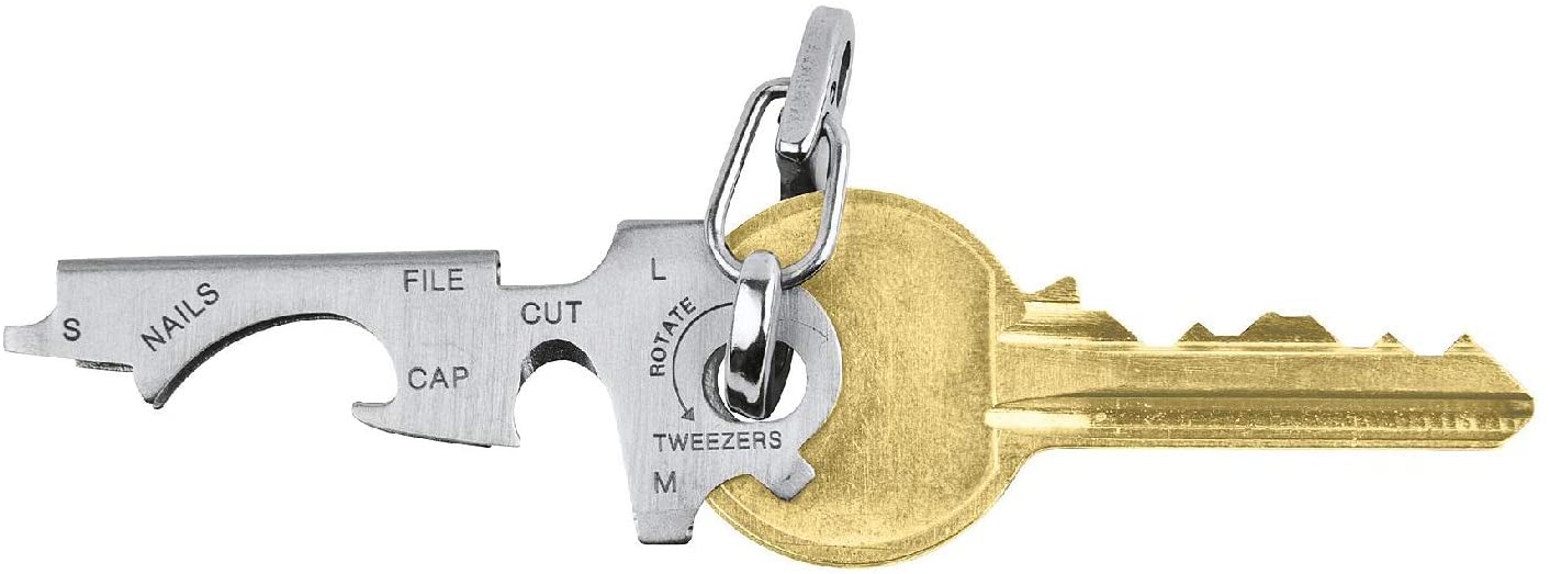 True Utility Stainless Steel Keyring Multi Tool, 8 Daily Tools In 1, Flight Safe Box Cutter Knife Blade, Large