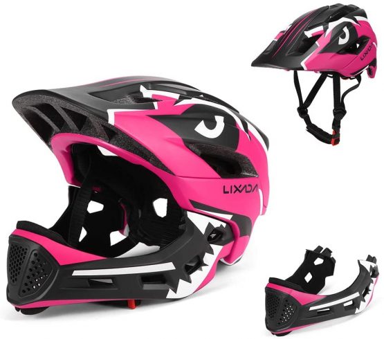 Lixada Kids Full Face Helmet Detachable Children Sports Safety Helmet for Cycling Skateboarding Roller Skating