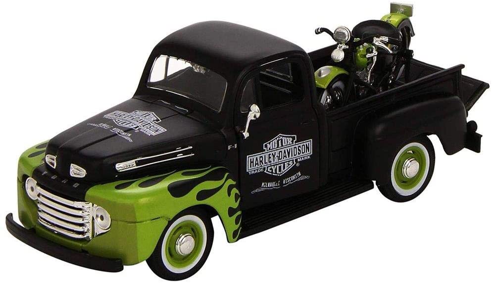 Maisto M32171 1:24 Scale Harley Davidson Set Including A Ford F-1 Pick-Up And Fl Panhead Bike Die-Cast Model