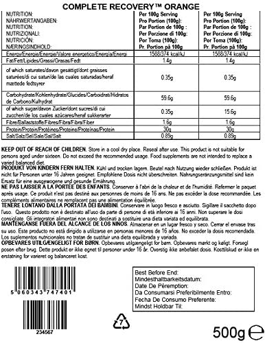 Bulk Recovery Shake, Waxy Maize and Whey Protein Shake, Orange, 500 g, 5 Servings (Pack of 1) - Image 2