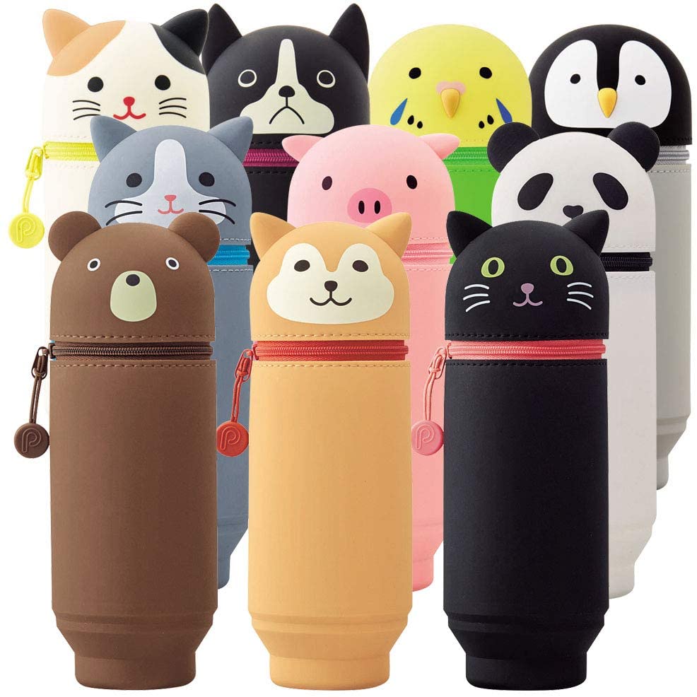 LIHIT LAB Kawaii Japanese Cat Large Stand Up Pencil Case for School Office College,Animal Pen Holder - Image 2