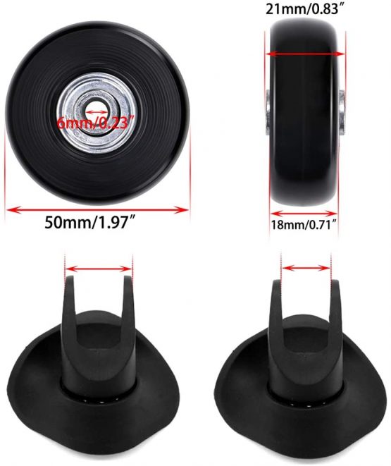 SUMNACON 4Pcs 50x18mm Luggage Suitcase Replacement Wheels, Rubber Swivel Caster Wheels Bearings Repair Kits - Image 3
