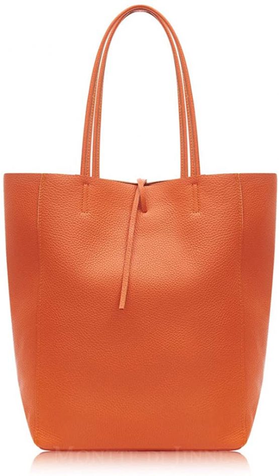 MONTTE DI JINNE- 100% GENUINE LEATHER LARGE SHOPPER TOTE SHOULDER HANDBAG WITH FLAT LEATHER HANDLES | GIFT FOR WOMEN, GIFT FOR LADIES