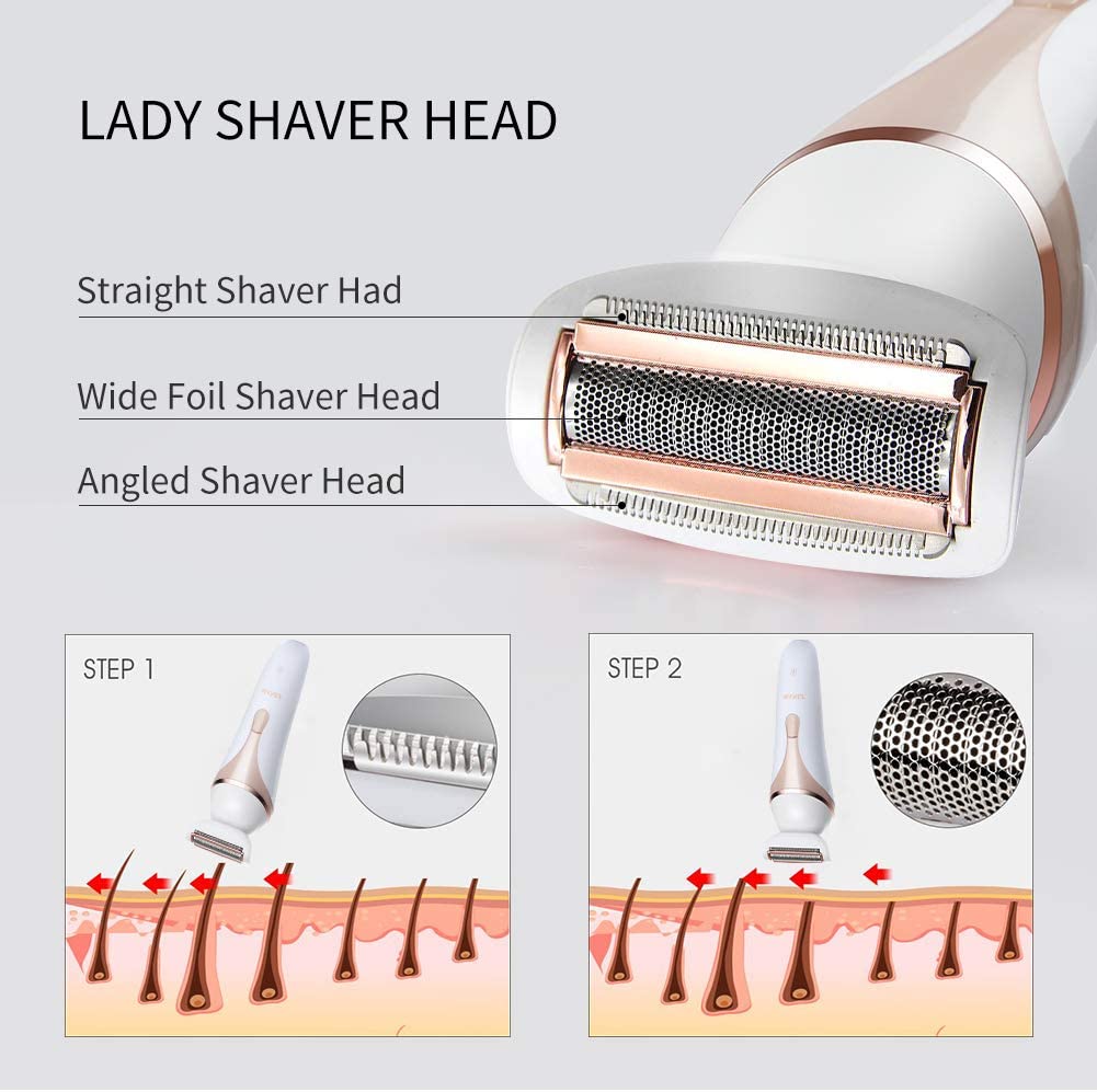 Epilator, Electric Razor Hair Removal Multi-Function Shavers For Women Epilation Waterproof Bikini Trimmer With Facial Cleansing Brush And 