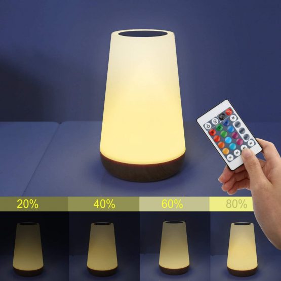 Caxmtu LED Night Light Touch Lamp Bedside Table Lamp for Kids Bedroom Rechargeable Dimmable with Remote Control and Timing Function Warm White Light + RGB Color Changing - Image 4