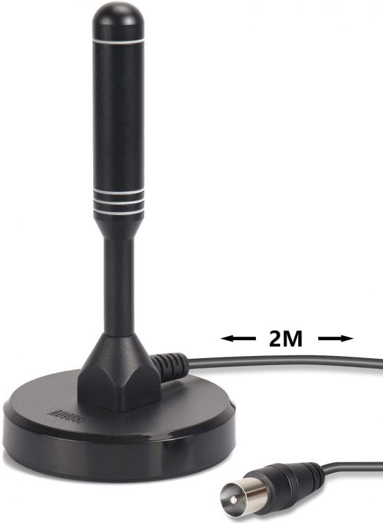 August DTA240 - High Gain Freeview TV Aerial - HD Portable Indoor/Outdoor Digital HD Antenna for USB TV Tuner / DVB-T Television / DAB Radio / SD / 4K - With Magnetic Base