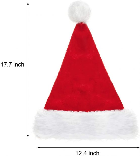 2 Santa Hat Unisex Christmas Cap Xmas Hat for Holiday (Red, 12.6 x 17.7 Inch) - Image 2