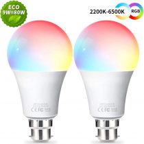 Alexa WiFi Smart Light Bulbs B22 Bayonet, Fitop 10W 1000LM (90W Equivalent) Dimmable Warm/Cool and Colour Changing Light Bulb, Works with Alexa, Google Home, Control by APP, No Hub Required 2 Pack