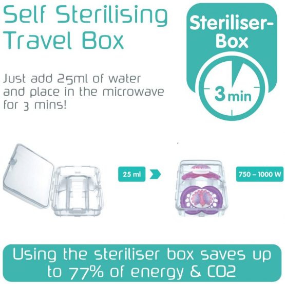 MAM Perfect Night Soothers 0+ Months (Pack of 2), Thinner and Softer Baby Soothers with Self Sterilising Travel Case, Newborn Essentials, White/Grey (Designs May Vary) - Image 4