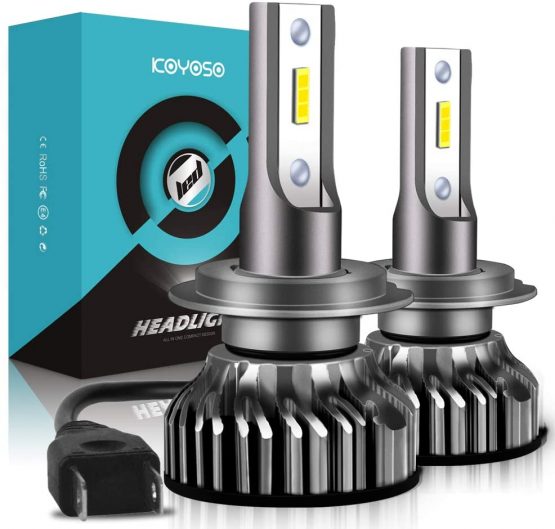 H7 LED Headlight Bulbs, 10000LM Head Lamps, Car Replacement Lights of Halogen and Xenon Kit, 6000K White 12V-24V, 2 Lamps