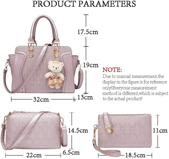 Pahajim Womens Handbag and Purse Set PU Leather Top Handle Satchel Tote Crossbody Messenger Bag Ladies Shoulder Bags for Shopping Travel Gift Sets (Black) - Image 3