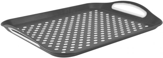 Invero® Set of 2X Anti-Slip Top and Bottom Plastic Serving Tray with High Grip Rubber Surface, Non-Slip Padded Base and Easy Grip Handles Ideal for All Homes - Image 3