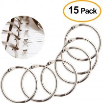 FEPITO 15 Pack 1.8 Inch Diameter Book Loose Leaf Binder Rings Key Keychain Rings, Silver Index Card Rings